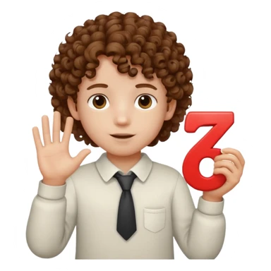 A curly-haired, white child holding the number 6 in his right hand and the number 7 in his left hand. sticker