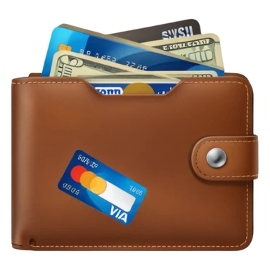 portefeuille marron avec quelques billets et carte bancaire sticker