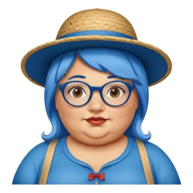 woman glassess, very fat venice gondolier with iconic hat and blue hair woman sticker