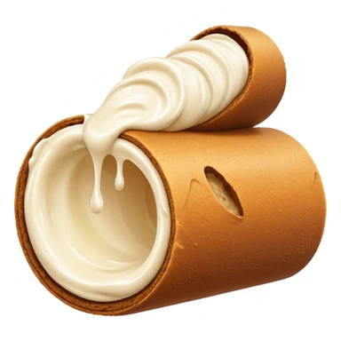 A tube squirting cream into a hole in a roll sticker