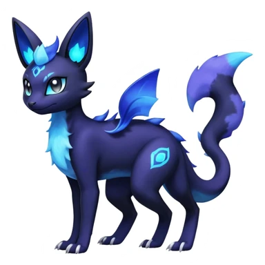 Nebulae Salandit-Meowstic-Umbreon-Fakémon-hybrid-creature (full body)  sticker