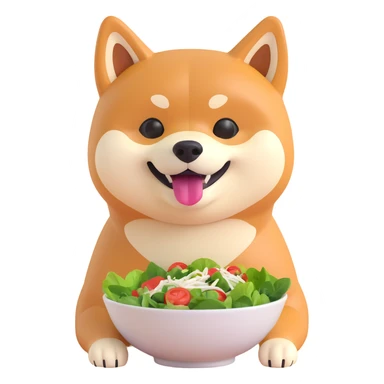 shiba inu eating salad bowl sticker