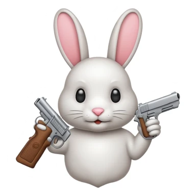 Crea un emoji de un conejo enojado con una arma sticker