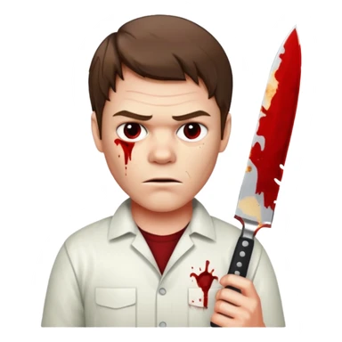 Dexter Morgan holding a bloody knife, mysterious look sticker