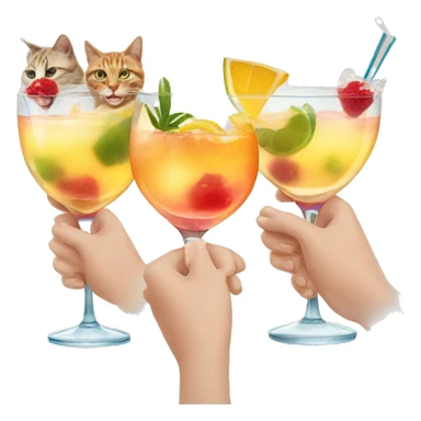 four cats clinking cocktails sticker