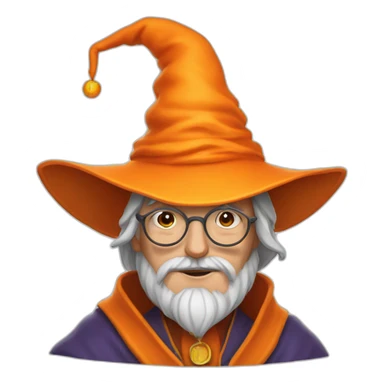 portrait of a wizard of Sillyness, with an orange hat sticker