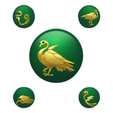 Green dark T-shirt with a gold logo of a simorgh weared by an emoji person sticker