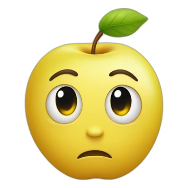 yellow round head apple-styled raised eyebrow with smile sticker
