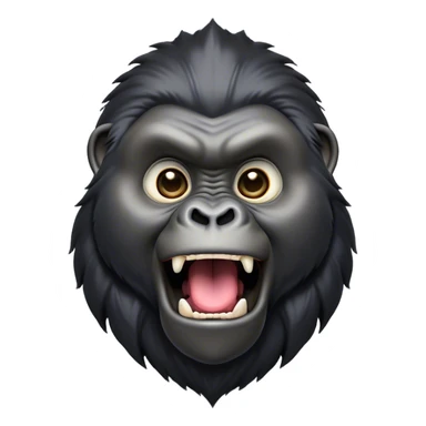 Cinematic Comical mountain Gorilla Portrait Emoji, Head tilted dramatically with an exaggeratedly shocked expression, featuring a stately black and grey mane and wide, comically expressive eyes full of humorous disbelief, Simplified yet hilariously expressive features, highly detailed, glowing with a slightly sassy jungle glow, high shine, dramatic yet playful, stylized with an air of quirky primate attitude, soft glowing outline, capturing the essence of a meme-worthy mountain that appears ready to side-eye its way into viral fame! sticker