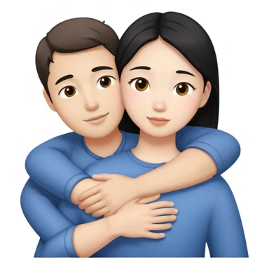 Asian girl hugging white guy sticker