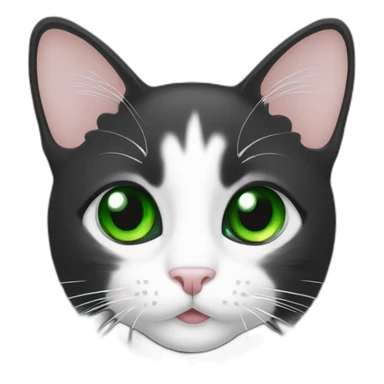 cat black and white with green eyes sticker
