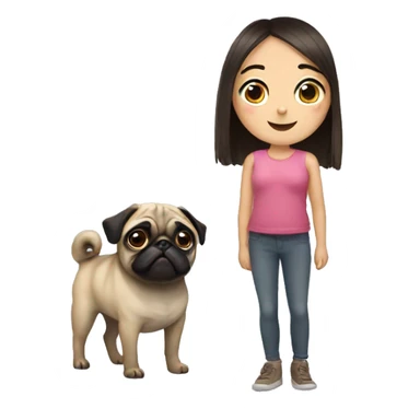 Pug with a girl sticker