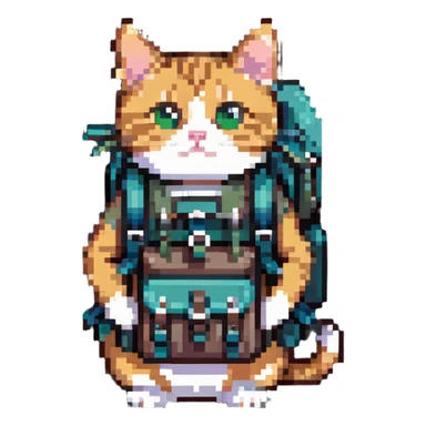 cat wearing a hiking backpack sticker