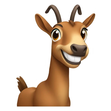 happy smiling brown chamois left hoof pointing up sticker