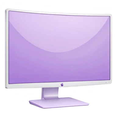Realistic white curved pc monitor with a pastel purple screensaver  sticker