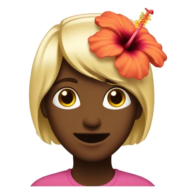 Emoji face with hibiscus flower sticker