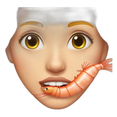 Biting lip with shrimp sticker