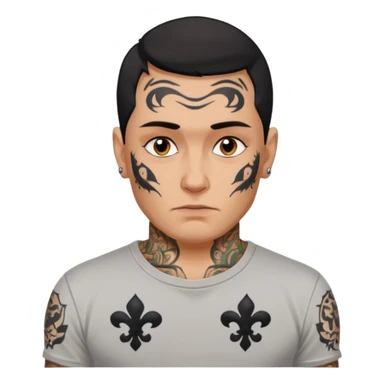 Create emoji by me:I am Petr,Russian,95% tatooed,tear tattoo,live in Spain sticker