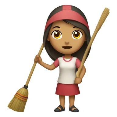 Filipina with broom stick sticker