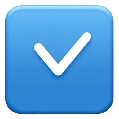 Blue verification checkmark emoji.
Blue circle, white check.
Flat, minimal, no effects.
Transparent background. sticker