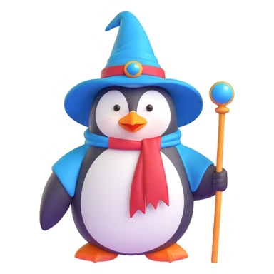 A penguin wizard sticker