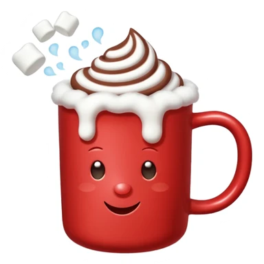 red mug of hot chocolate with marshmallows sticker