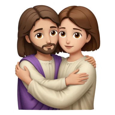 Jesus hugging a girl with short brown hair brown eyes white sticker