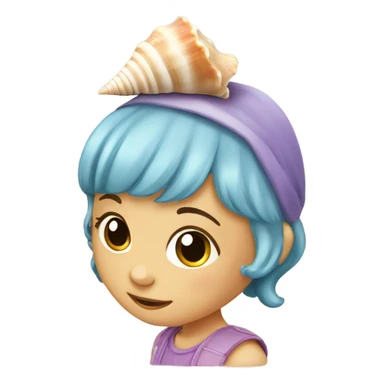 a little girl with a seashell sticker