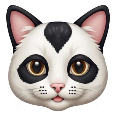 a black and white chat, with mustache birthmark in the mouth sticker