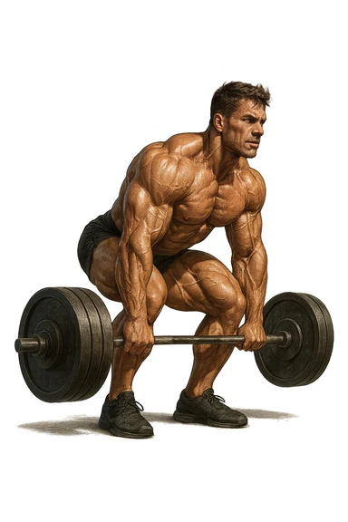 bodybuilder che fa stacco con bilanciere sticker