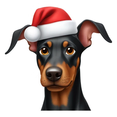 Doberman wearing a Santa hat sticker