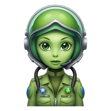 green alien reptilian woman pilot sticker
