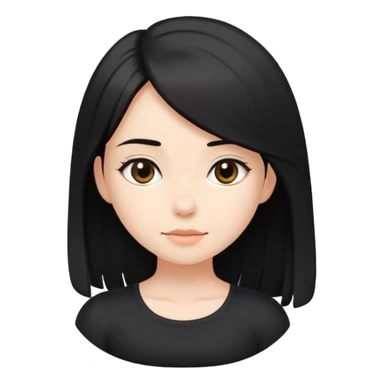 girl with black shoulder-length hair wearing a black tight-fitting top sticker