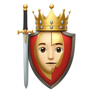 Powerful emoji with only sword, shield and crown sticker