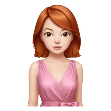 Emma Stone, orange brown hair, pink dress sticker