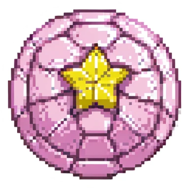 A pink and shining football with a yellow star sticker