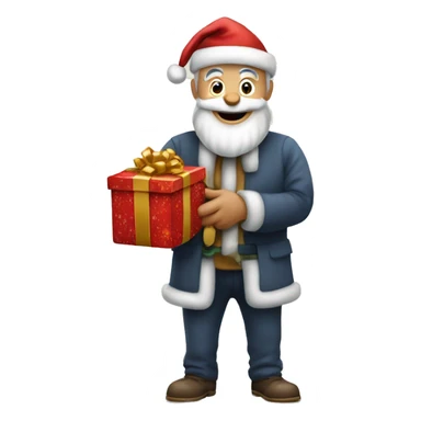 père Noël avec cadeau sticker