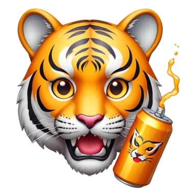 tiger face holding energy drink can for Twitch emote sticker
