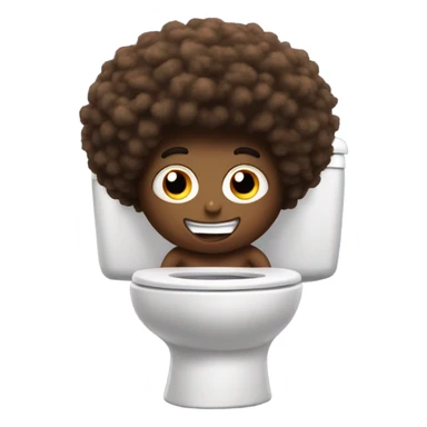Poo with Afro hair with 2 legs running away from toilet sticker