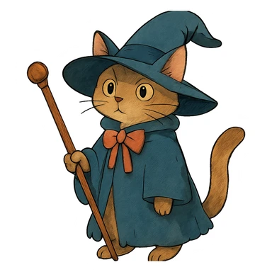ghibli style wizard cat sticker