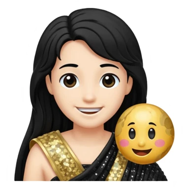 Pluto from Roman Deities with long black hair, black sequin toga sticker