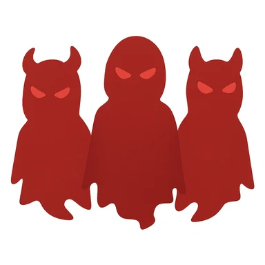 flat toon style three red shadowy forms side by side sticker