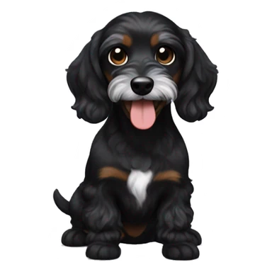Playful black Doxiepoo with white beard sticker