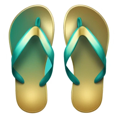 Realistic metallic gold ,dark turquoise gradient pair of summer flip flops isolated. sticker