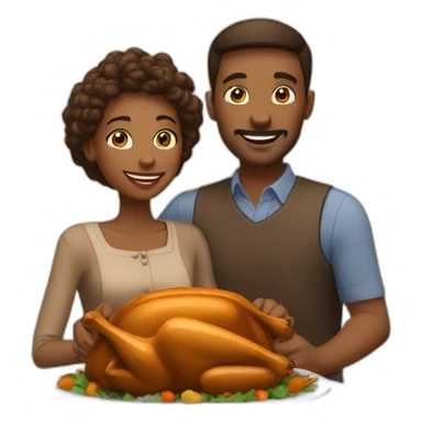 small family of three celebrating thanksgiving sticker