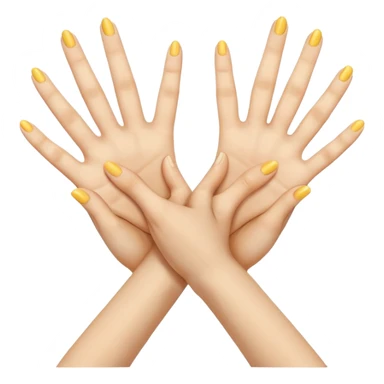 pair of human hands crossed in an X shape over the chest, right hand over left, fingers straight and close together, palms touching chest, calm and graceful, neutral yellow emoji color, minimal shading, 2D emoji style, showing appreciation and respect sticker