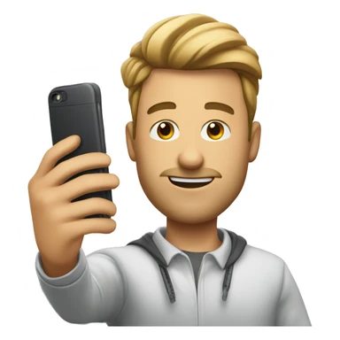 a man with a phone making selfie sticker