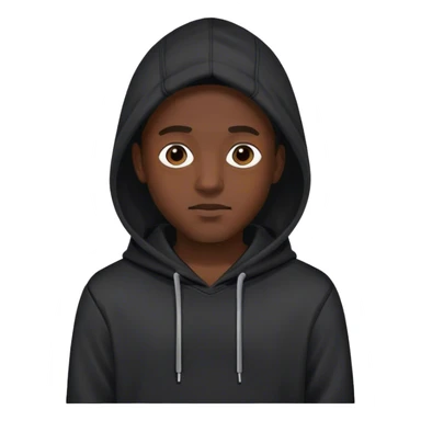 Black male with black hoody and techy looking sticker
