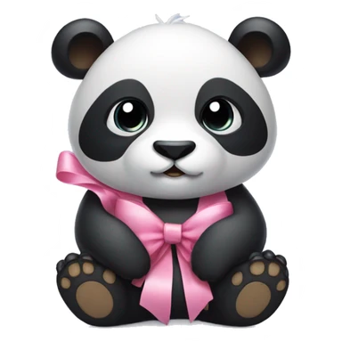 ios panda with a rosa bow on his head  sticker
