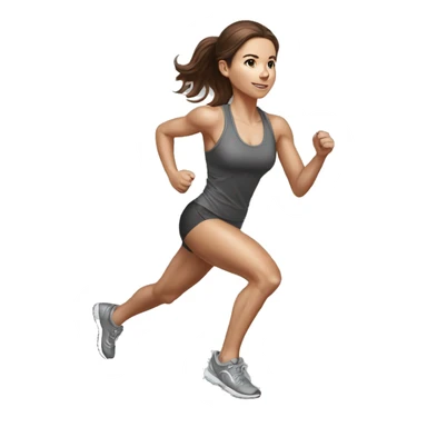 Full length hyperrealistic pencil drawing of athletic girl with brown hair doing cardio sticker